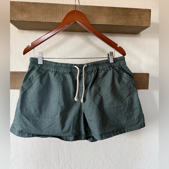 Pact|Women’s casual stretch waist shorts in organic cotton,deep teal color•Large - Picture 1 of 12